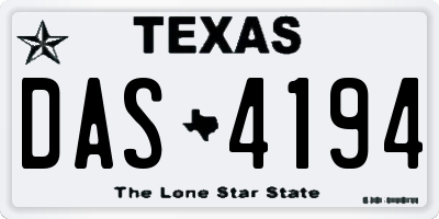 TX license plate DAS4194