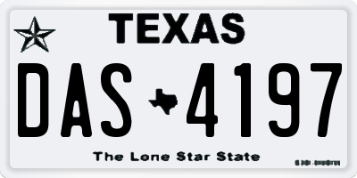 TX license plate DAS4197