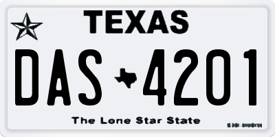 TX license plate DAS4201