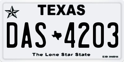 TX license plate DAS4203