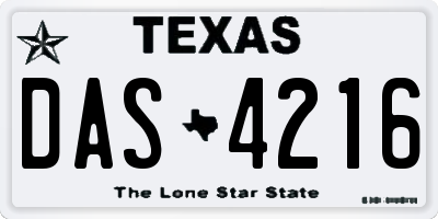 TX license plate DAS4216