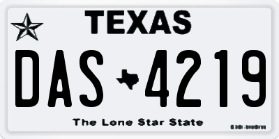TX license plate DAS4219