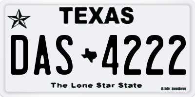 TX license plate DAS4222