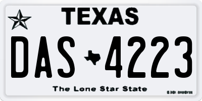 TX license plate DAS4223