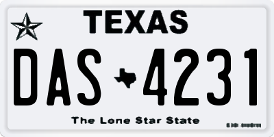 TX license plate DAS4231