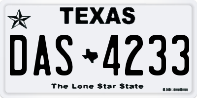 TX license plate DAS4233