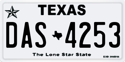 TX license plate DAS4253