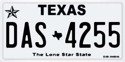 TX license plate DAS4255
