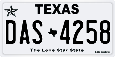 TX license plate DAS4258
