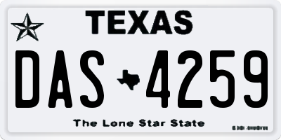 TX license plate DAS4259