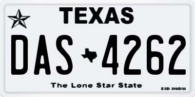 TX license plate DAS4262