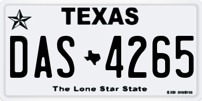 TX license plate DAS4265