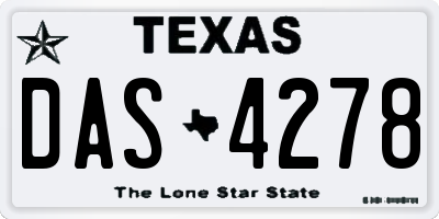 TX license plate DAS4278