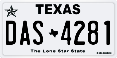 TX license plate DAS4281