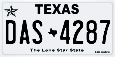TX license plate DAS4287