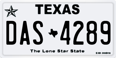 TX license plate DAS4289