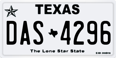 TX license plate DAS4296