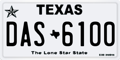 TX license plate DAS6100
