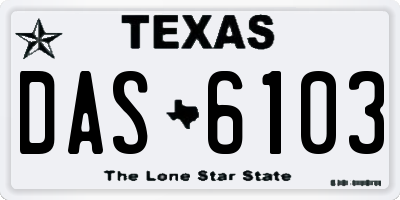 TX license plate DAS6103