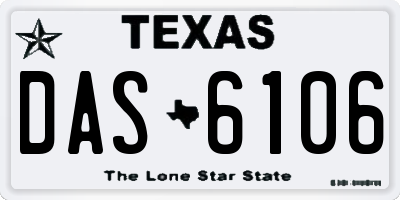 TX license plate DAS6106