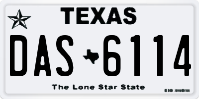 TX license plate DAS6114