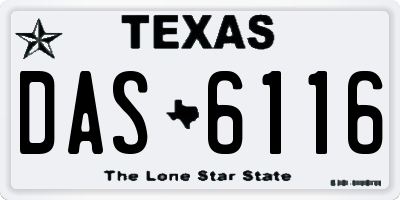 TX license plate DAS6116