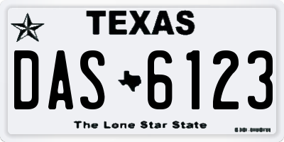 TX license plate DAS6123