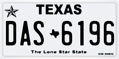 TX license plate DAS6196