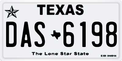 TX license plate DAS6198