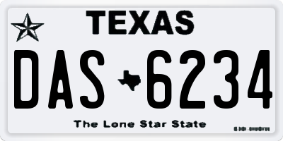 TX license plate DAS6234