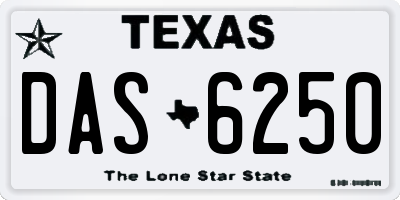 TX license plate DAS6250