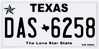 TX license plate DAS6258