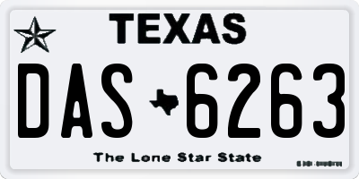 TX license plate DAS6263