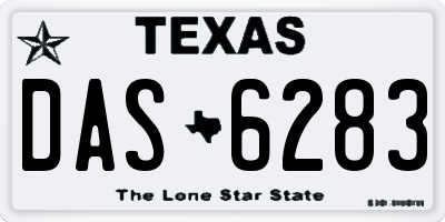 TX license plate DAS6283