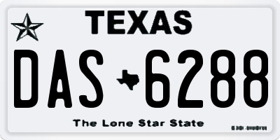 TX license plate DAS6288