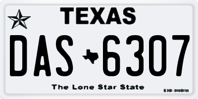 TX license plate DAS6307