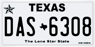 TX license plate DAS6308