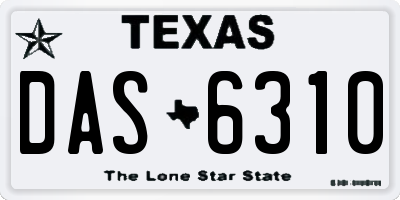 TX license plate DAS6310