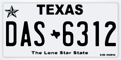 TX license plate DAS6312