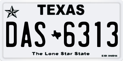 TX license plate DAS6313