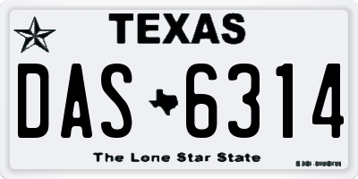TX license plate DAS6314