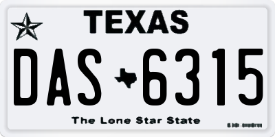 TX license plate DAS6315