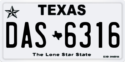 TX license plate DAS6316