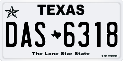 TX license plate DAS6318