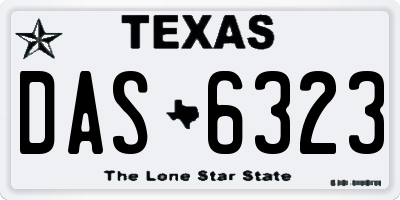 TX license plate DAS6323