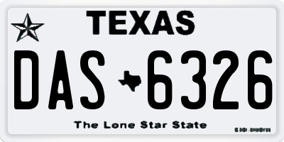 TX license plate DAS6326