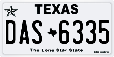 TX license plate DAS6335