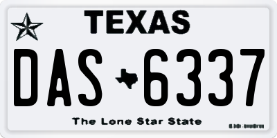TX license plate DAS6337