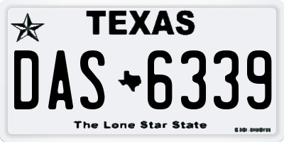 TX license plate DAS6339