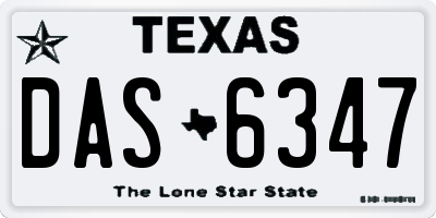 TX license plate DAS6347